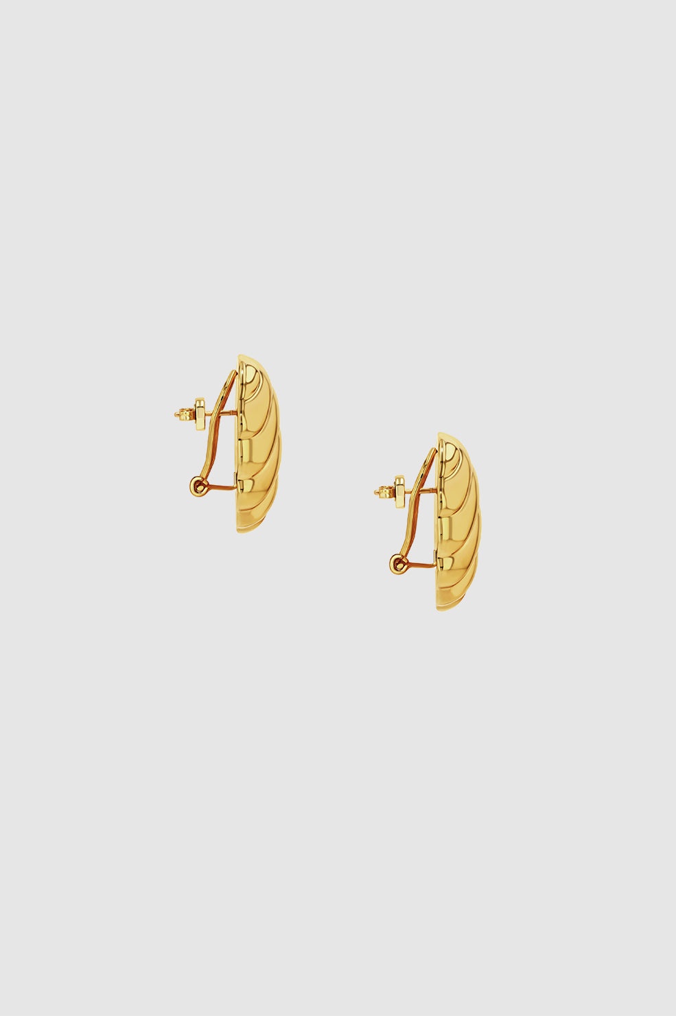 Ribbed Oval Earrings - Gold - 3
