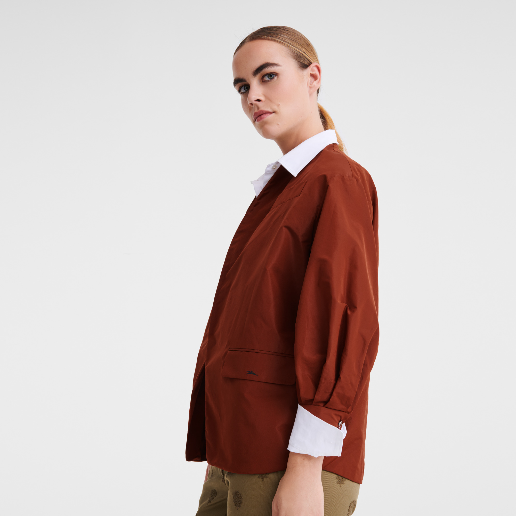 Kimono jacket Chestnut - Technical taffeta - 4