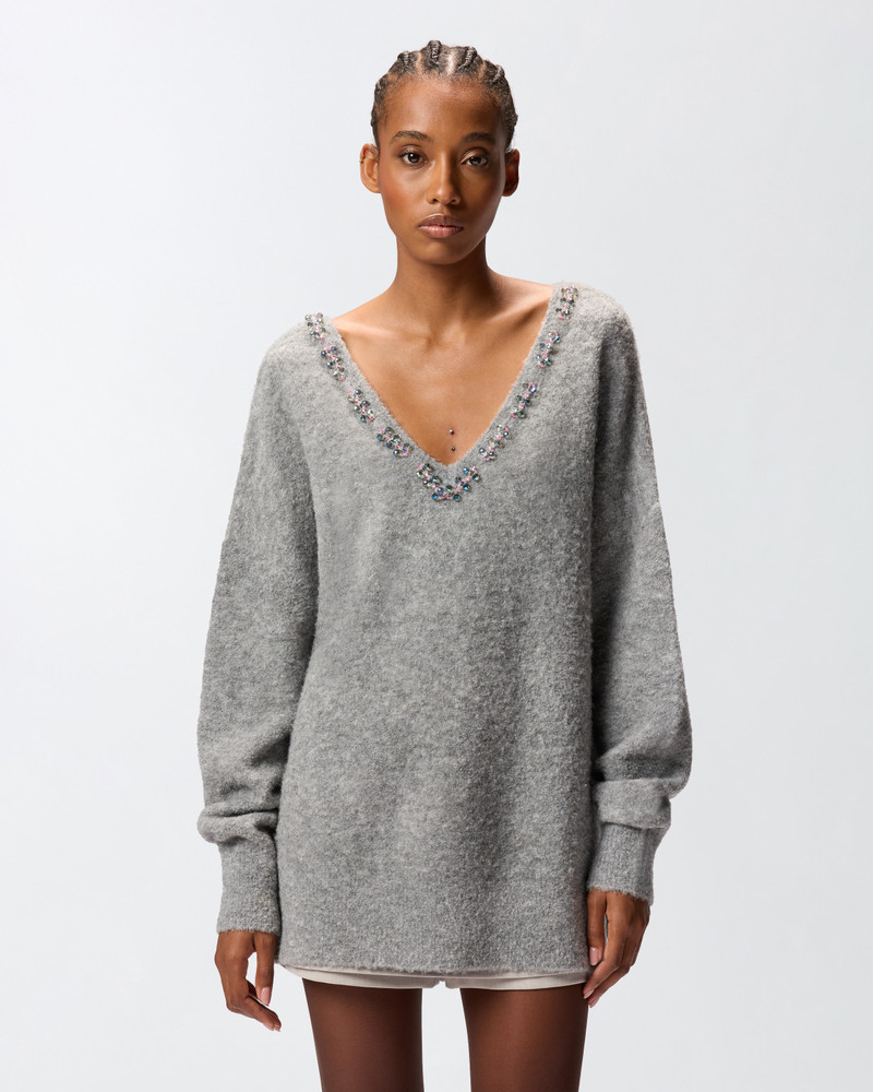 PINKO COMFORT WOOL SWEATER WITH EMBROIDERY ON THE NECKLINE outlook