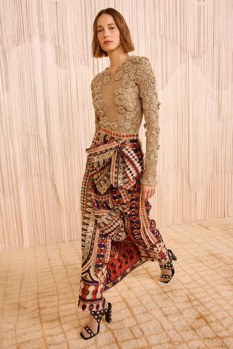 ULLA JOHNSON Yasmin Jacquard High Waist Ruffle Front outlook