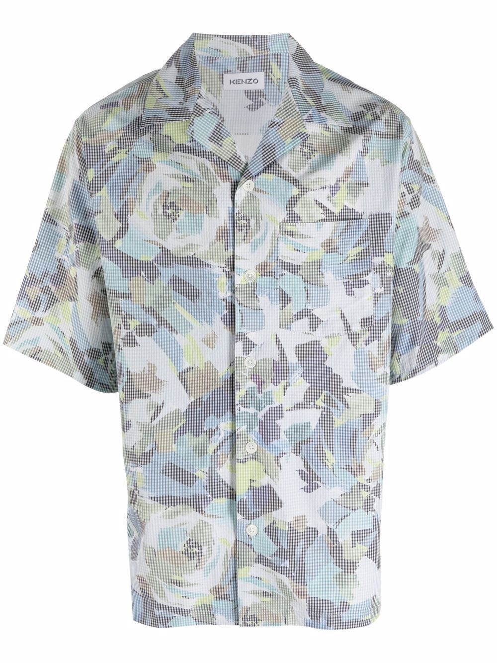 rose-print short-sleeve shirt - 1