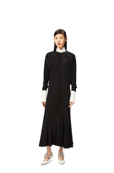 Loewe Cape sleeve long dress in satin back crepe outlook