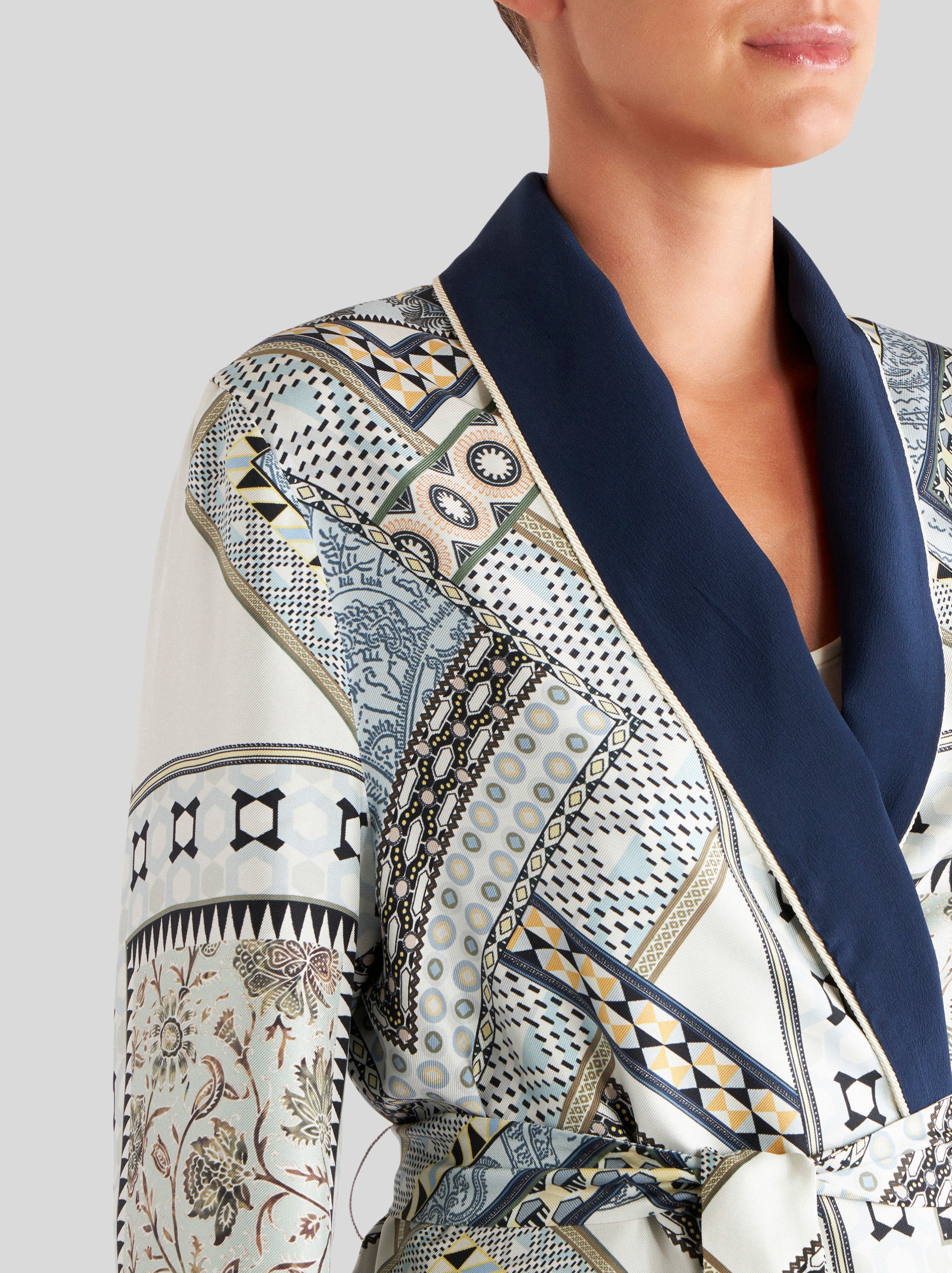 PATCHWORK PATTERN SILK JACKET - 2
