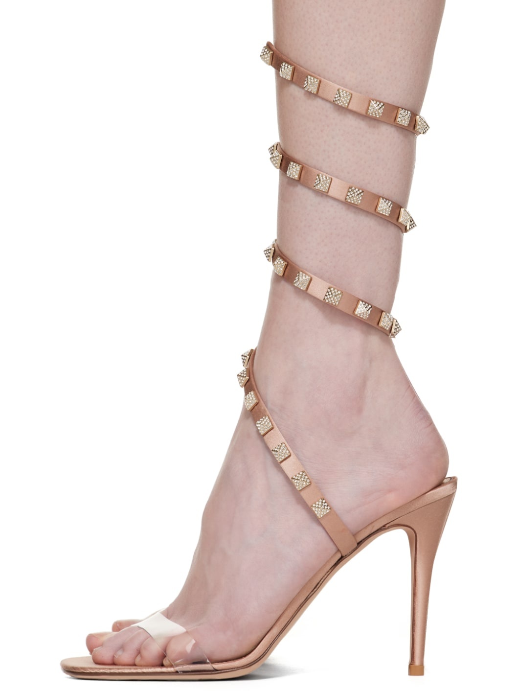 Pink Rockstud Heeled Sandals - 3