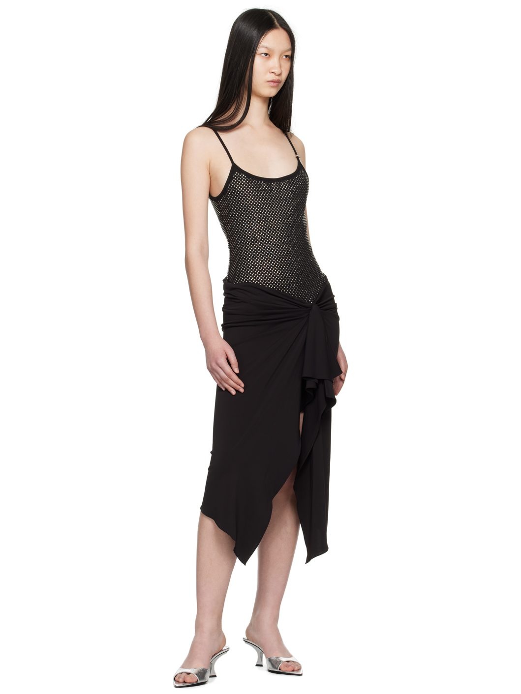 Black Crystal-Cut Midi Dress - 4