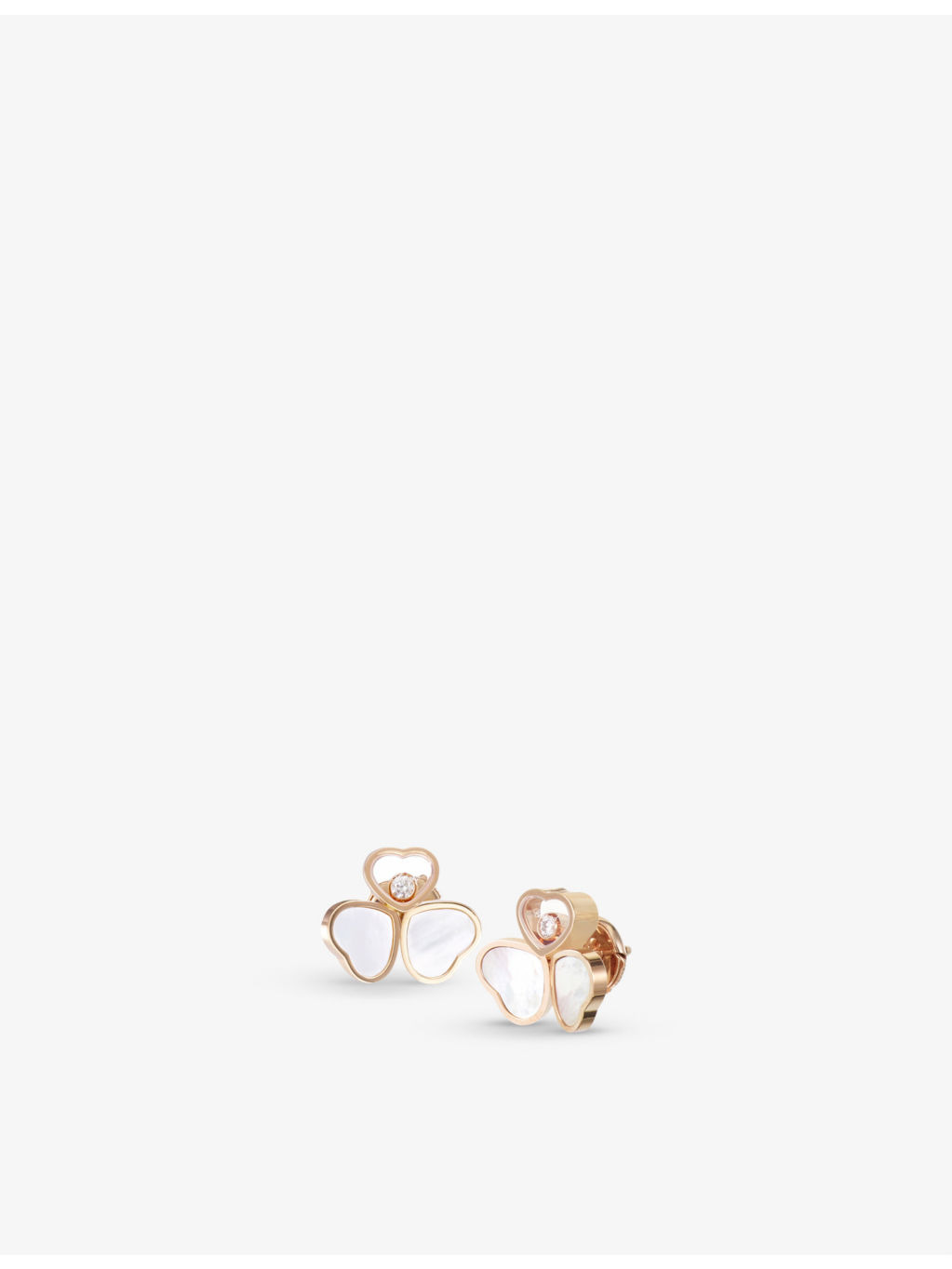 Happy Hearts Wings 18ct rose-gold, 0.1ct brilliant-cut diamond and mother-of-pearl earrings - 3