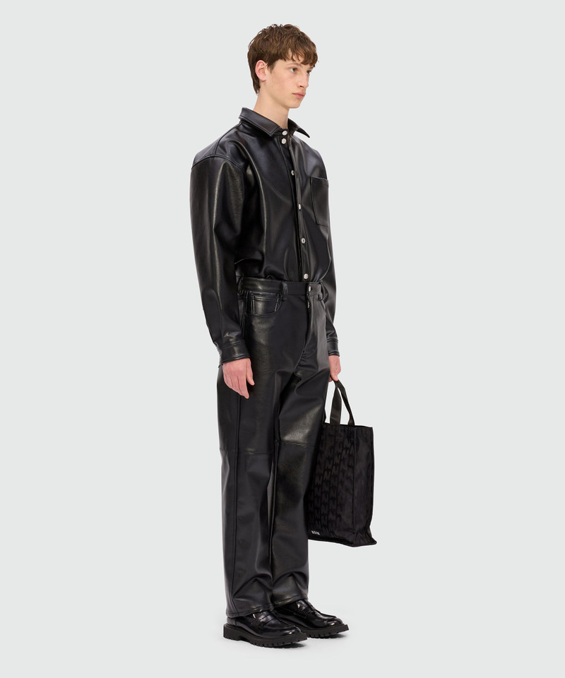 Black shirt with structured faux leather pocket 4