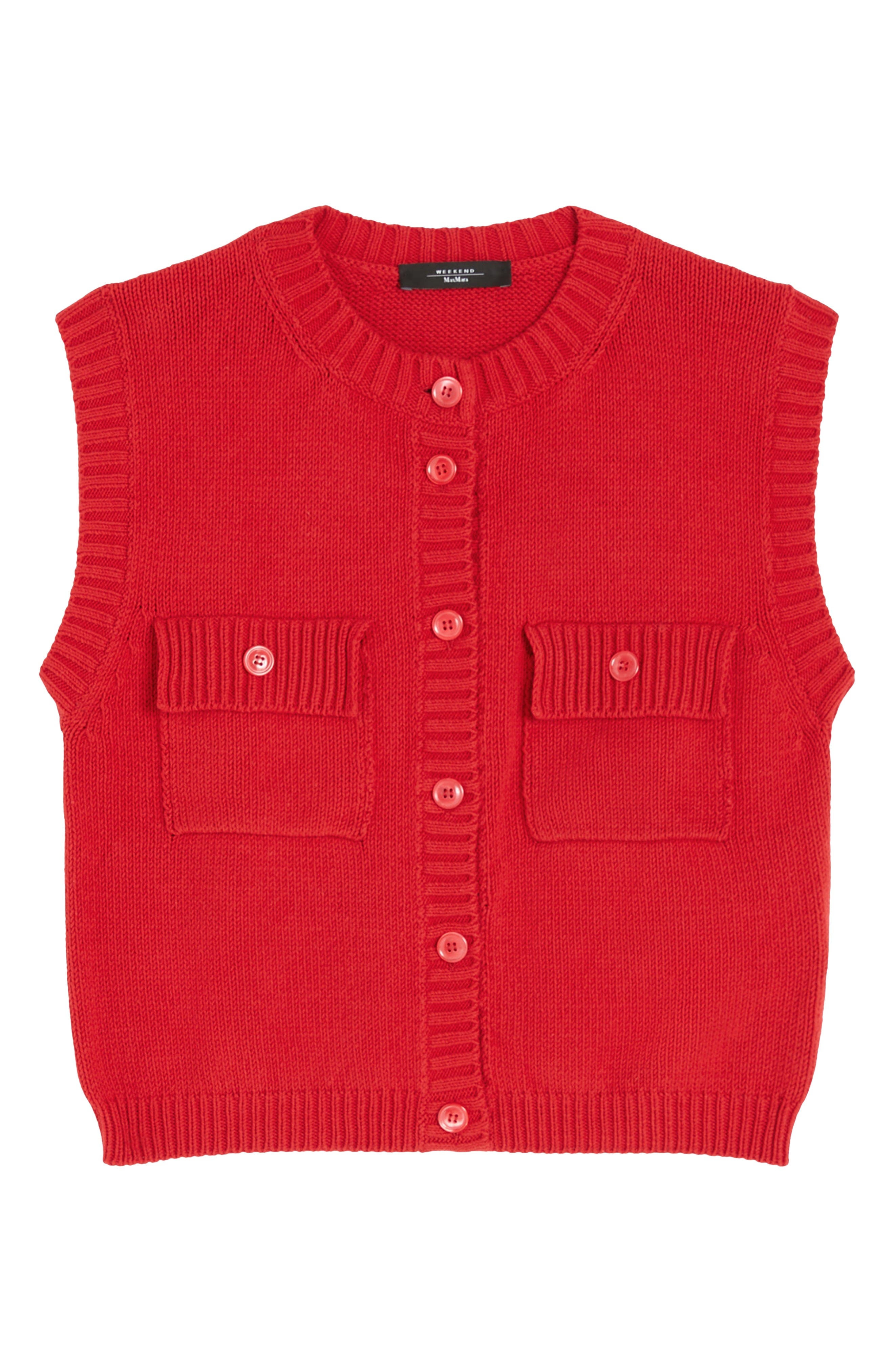 Weekend Max Mara Caprara Cotton Blend Sweater Vest in Red at Nordstrom - 4