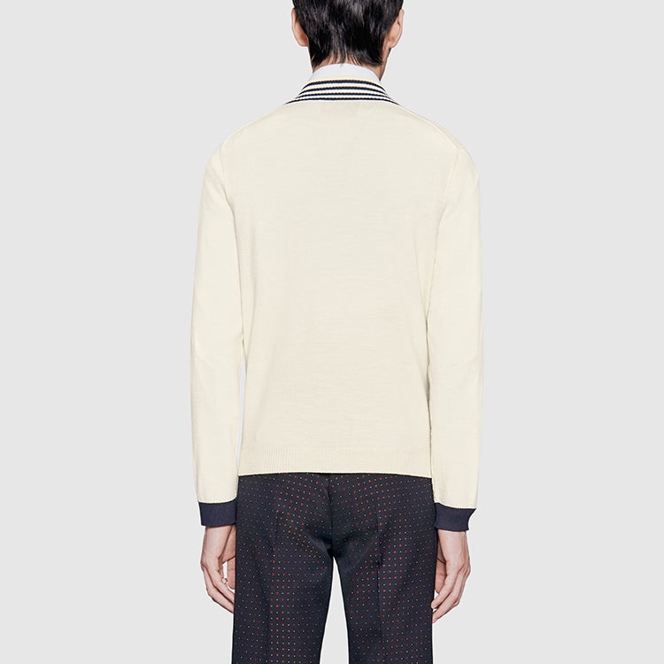 Gucci V-neck Wool Knit With Bee 'White' 496442-X9I00-9515 - 4