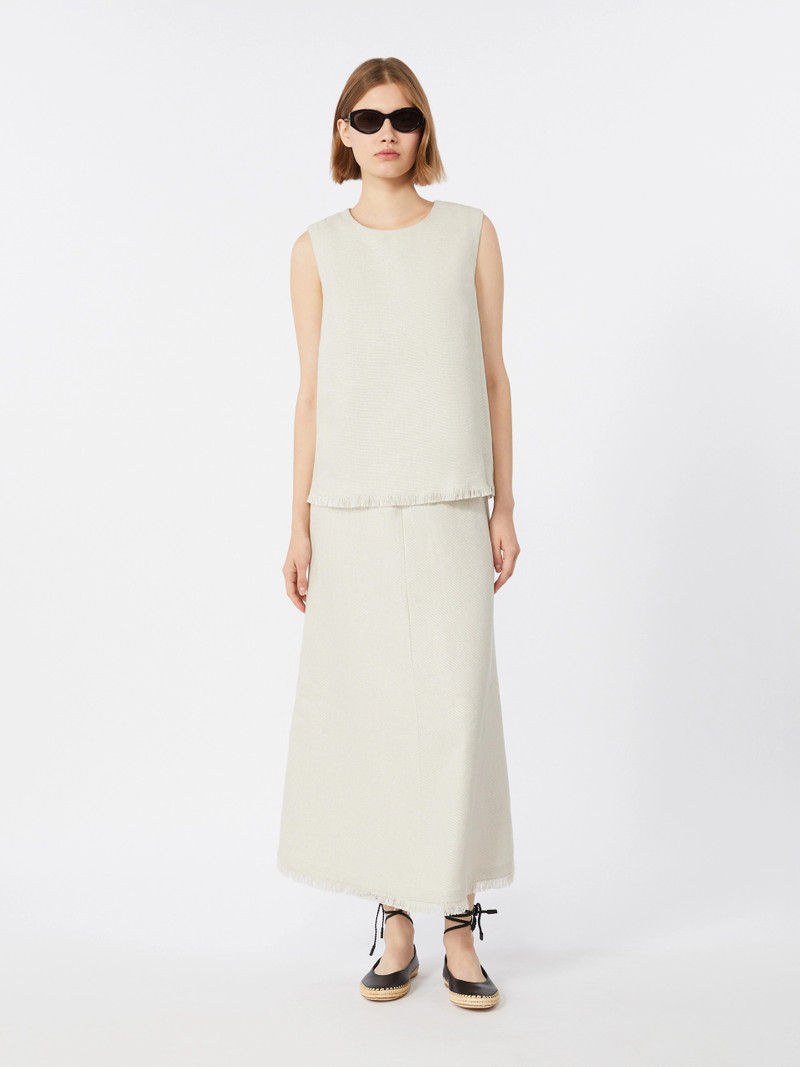 'S Max Mara ANIKA Cotton and linen basketweave top - IVORY outlook
