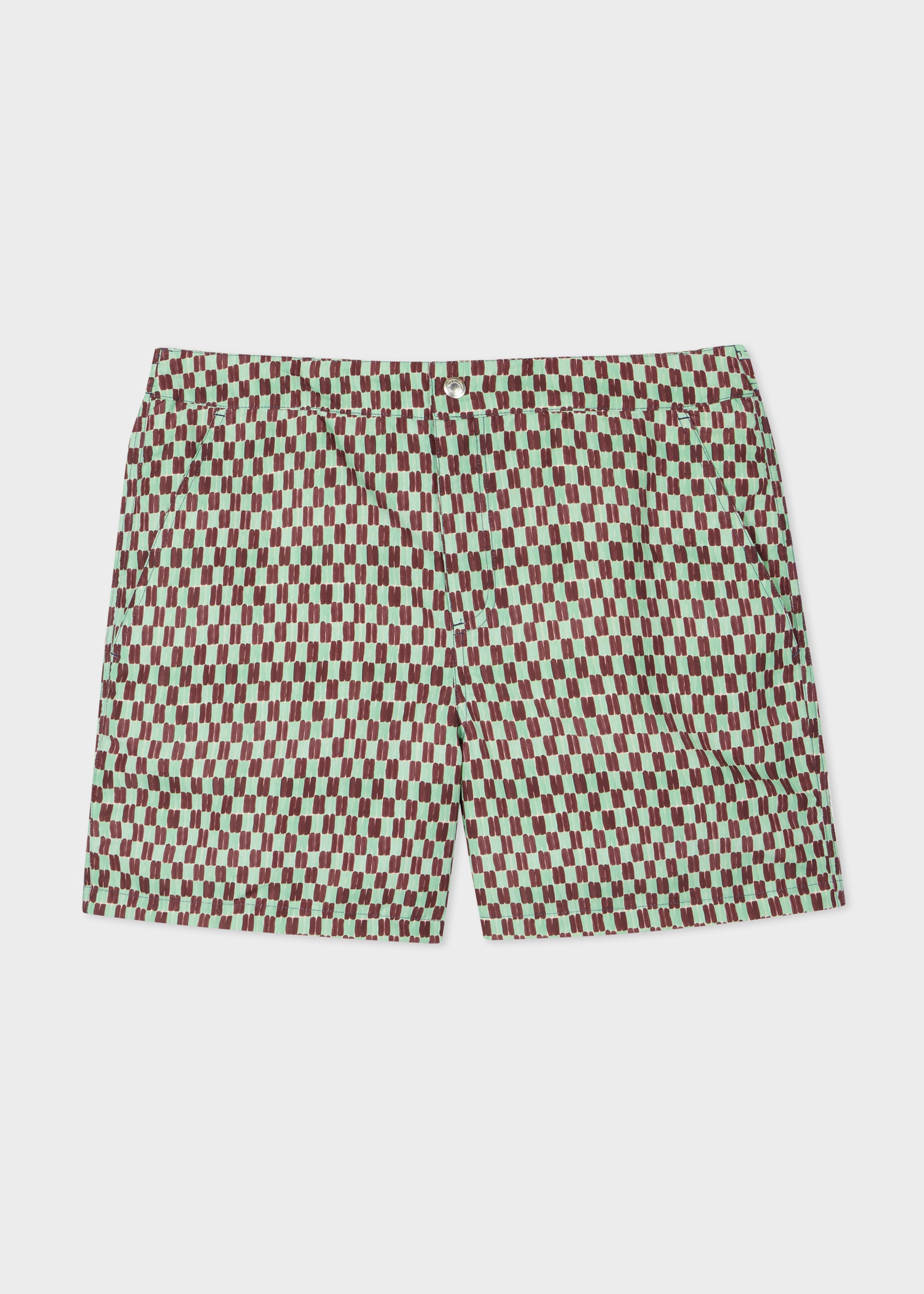 Green Geometric Print Swim Shorts - 1