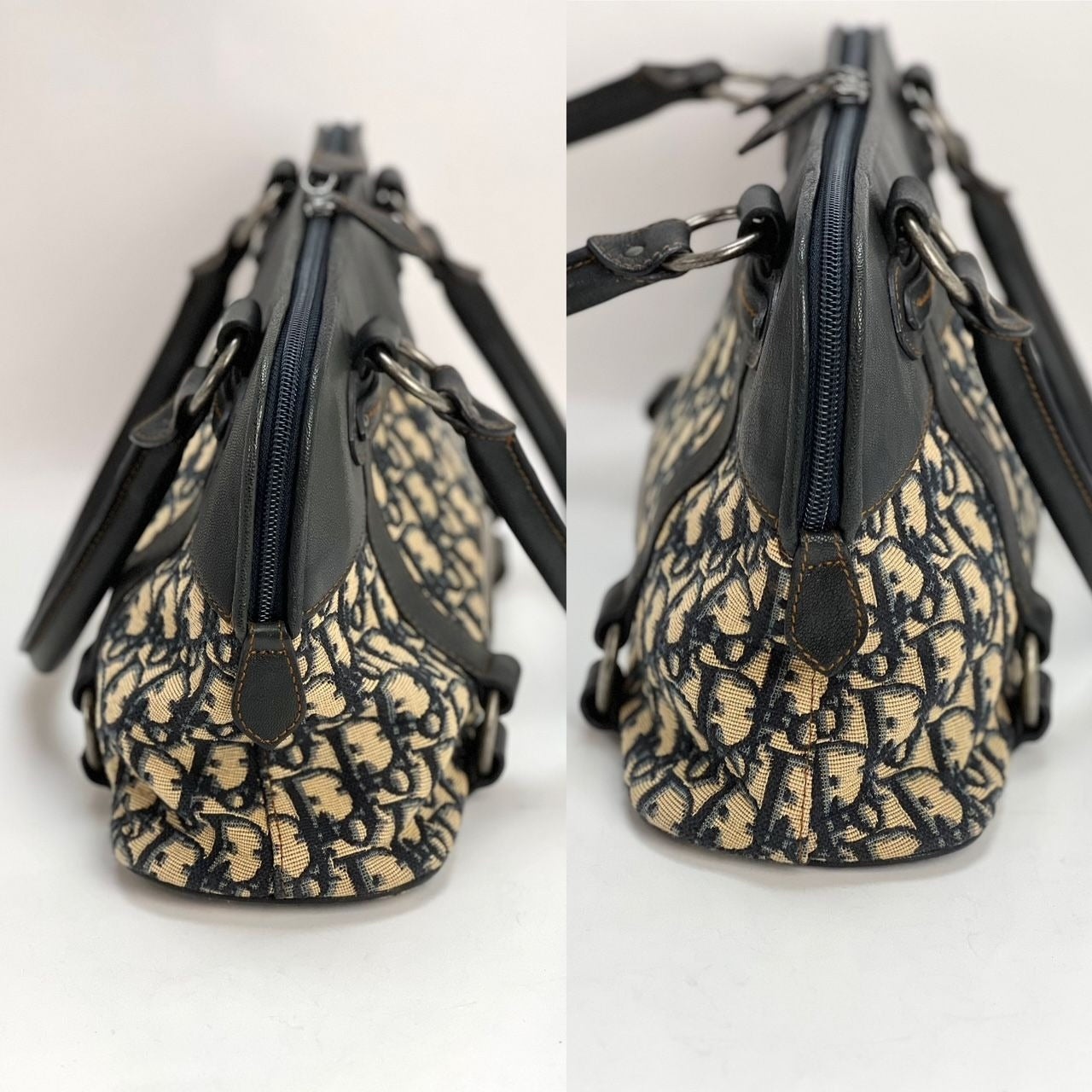 CHRISTIAN DIOR Monogram Trotter CD Blue Canvas Hand Bag - 8