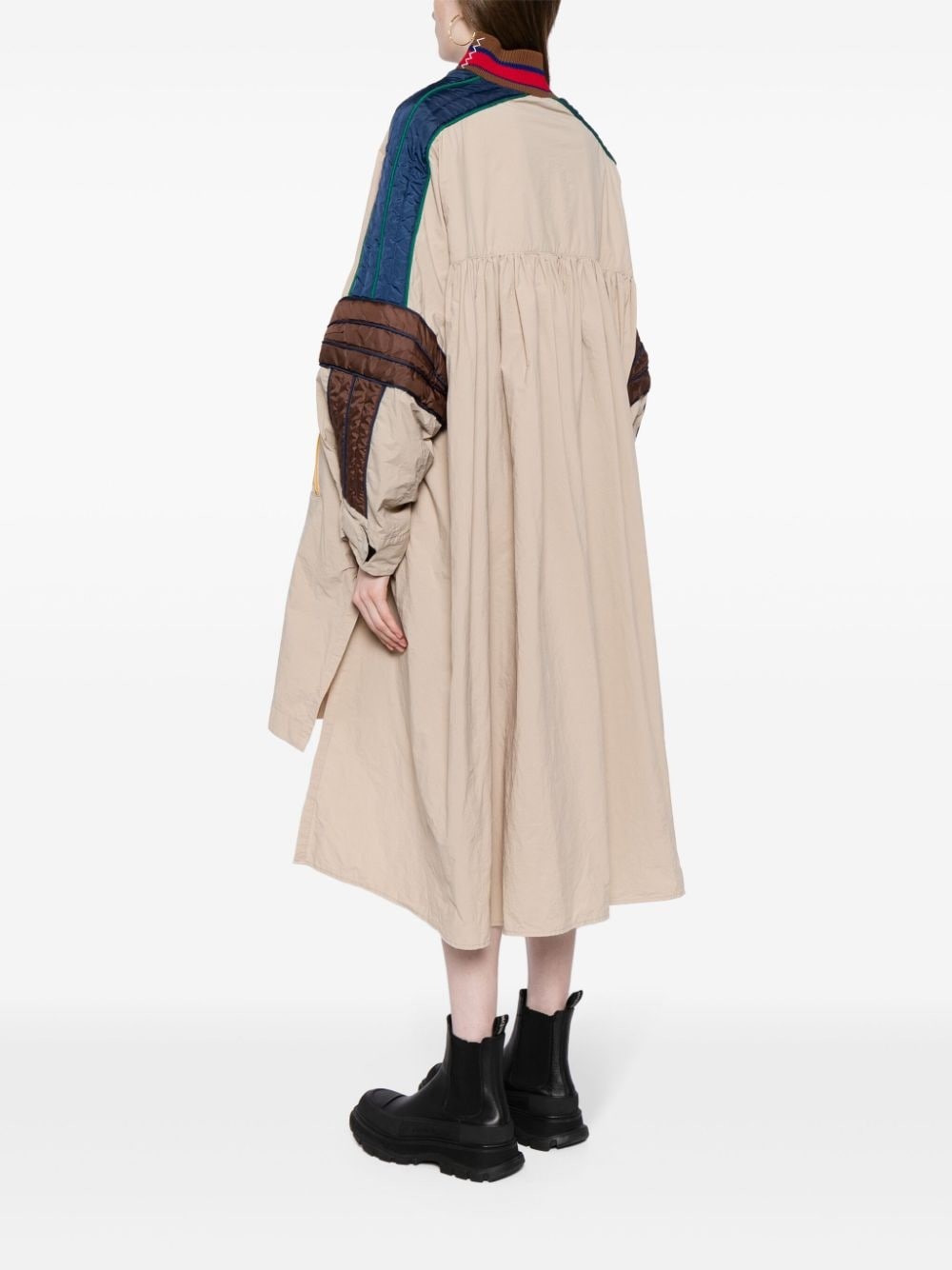 contrasting-panel asymmetric coat - 4