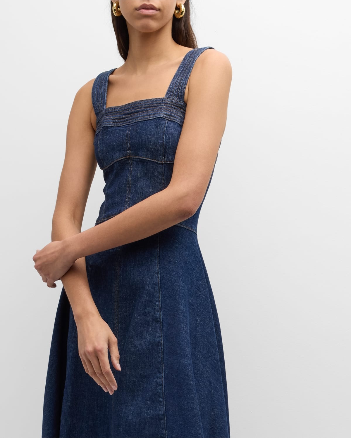 Cici Bustier Denim Pinafore Midi Dress - 7