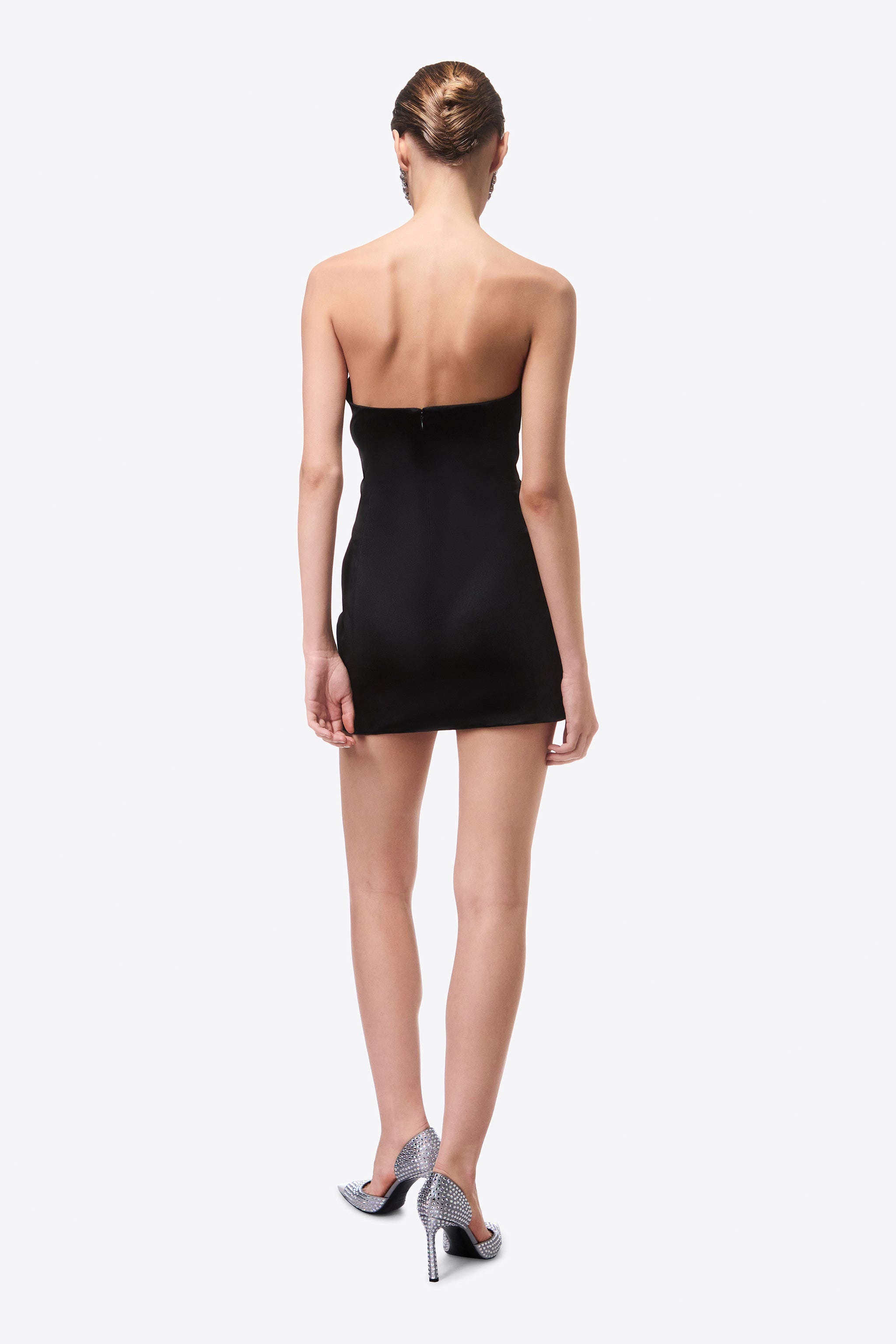 EMBROIDERED CRYSTAL CUP DRAPED MINI DRESS - 5