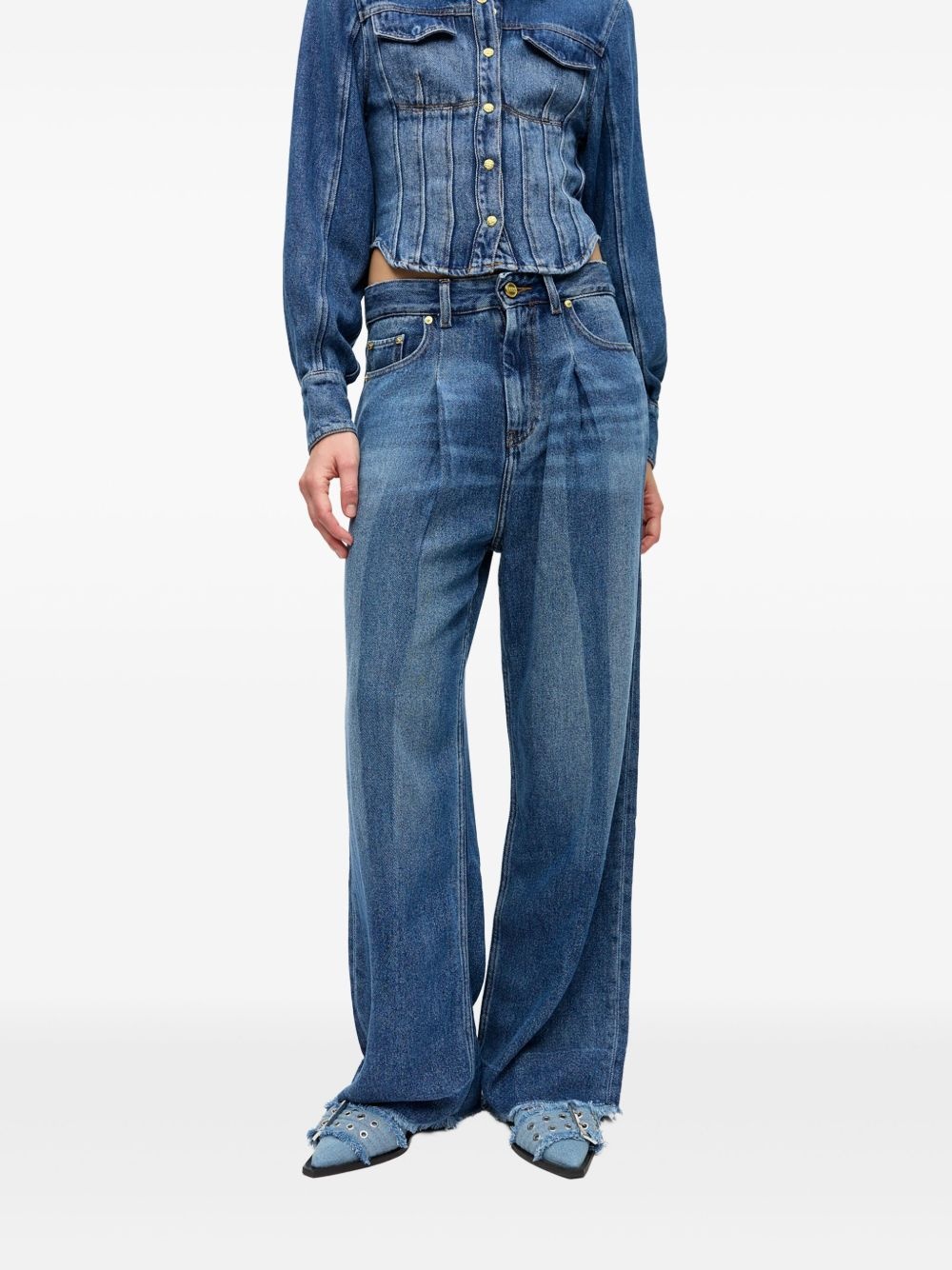 appliqué wide-leg jeans - 3