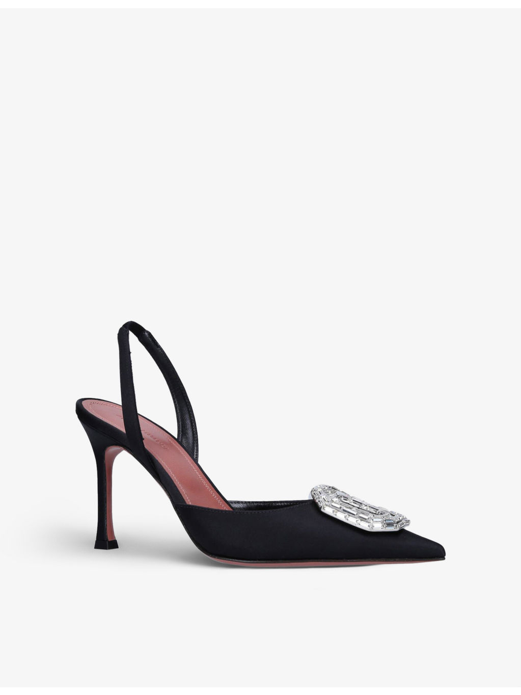 Camelia crystal-embellished satin slingback courts - 3