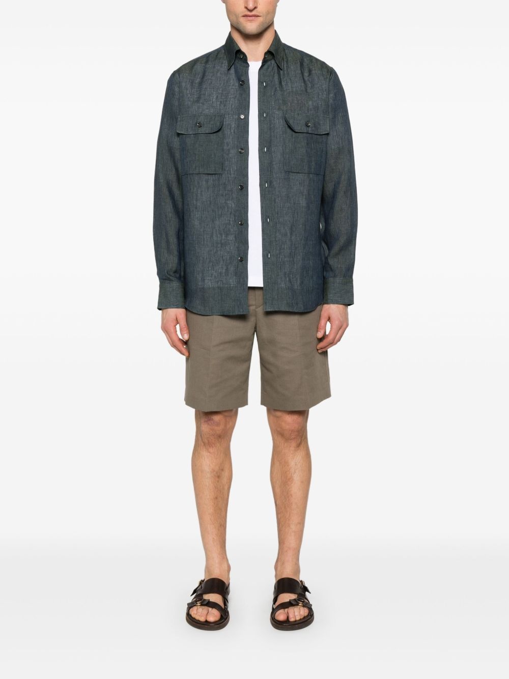 slub-texture shorts - 2