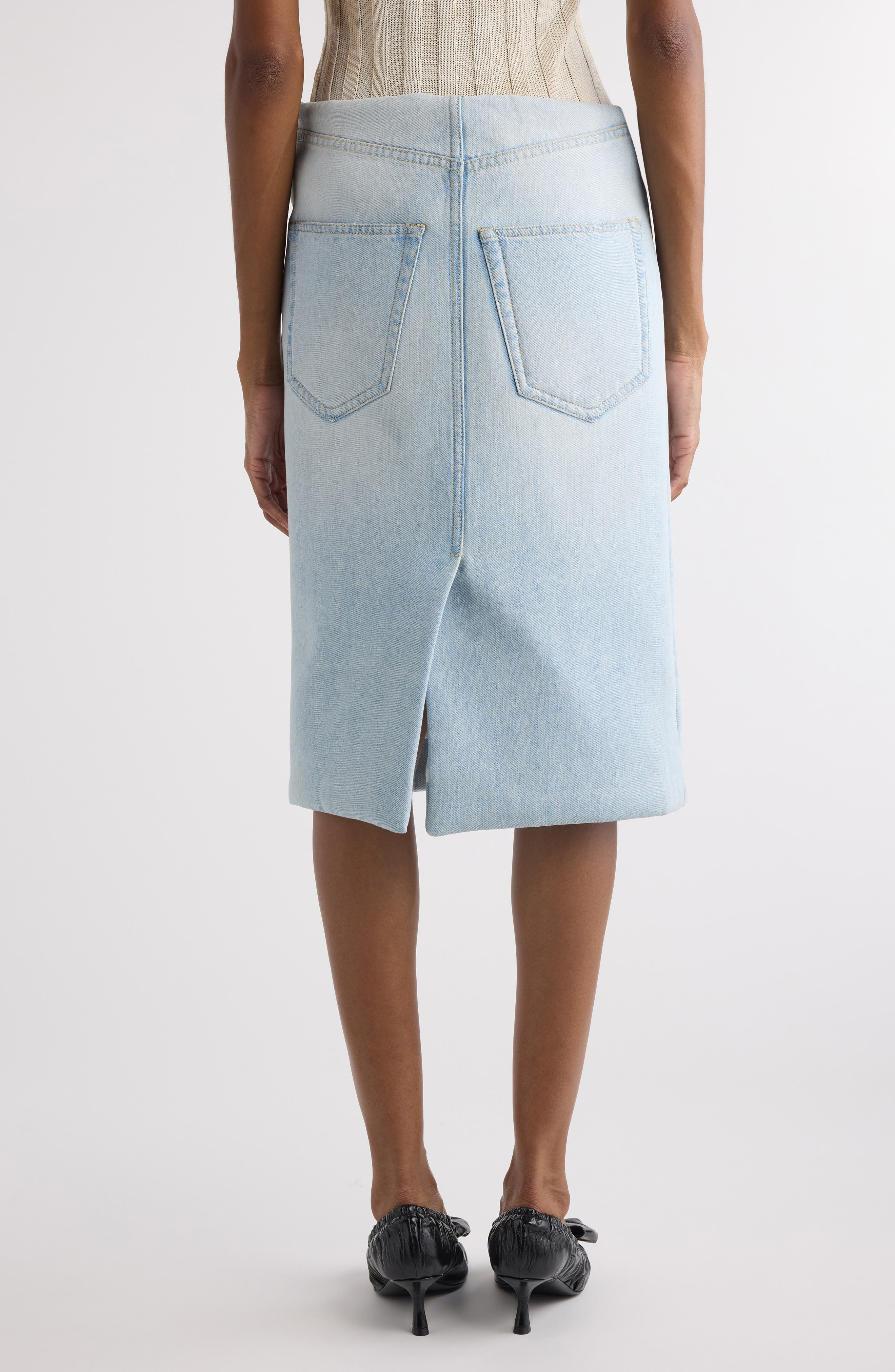 Acne Studios Iriam Padded Denim Skirt in Light Blue at Nordstrom - 3