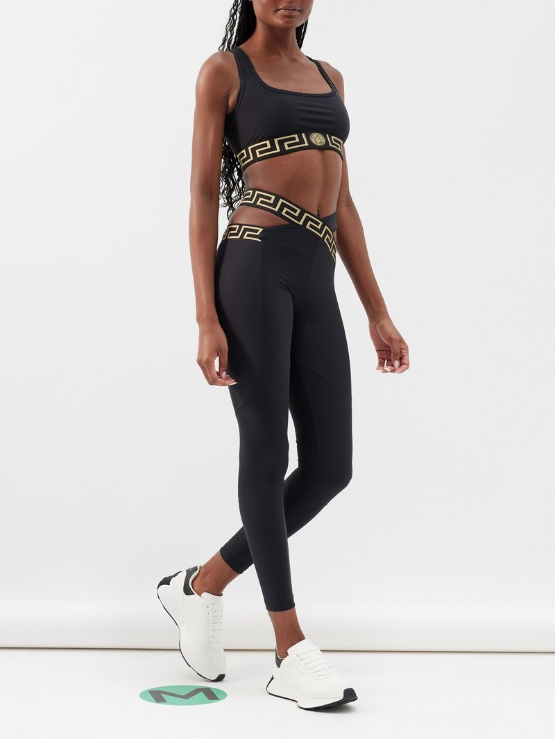 VERSACE Greca-jacquard cutout technical leggings | matchesfashion |  REVERSIBLE