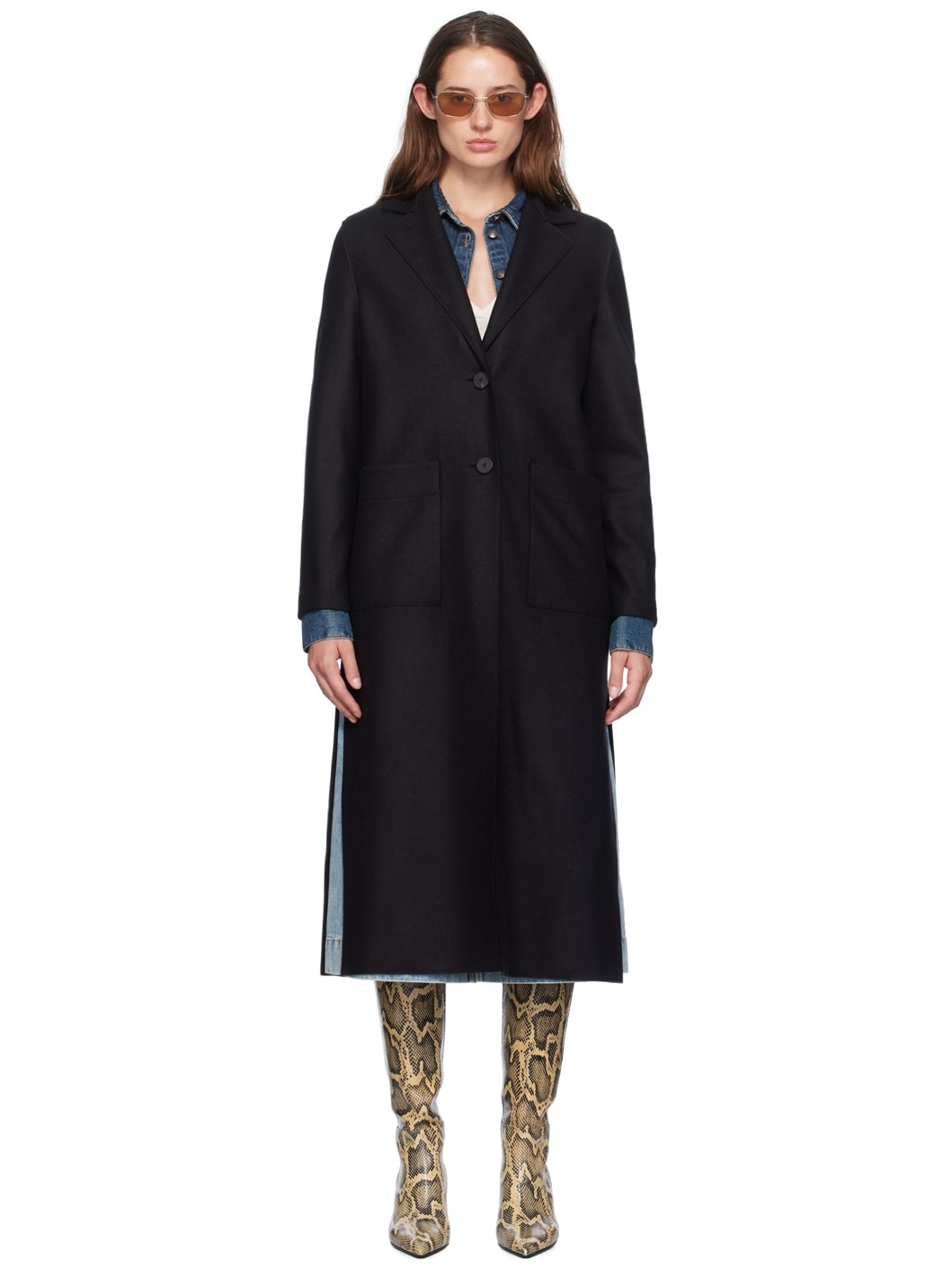 Black Long Boxy Coat - 1