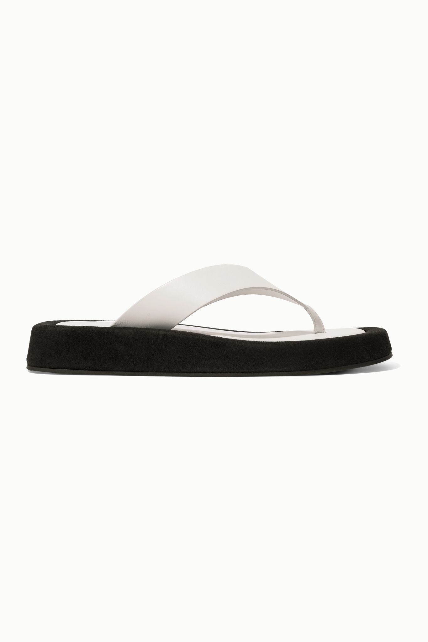 Ginza two-tone leather and suede platform flip flops - 1