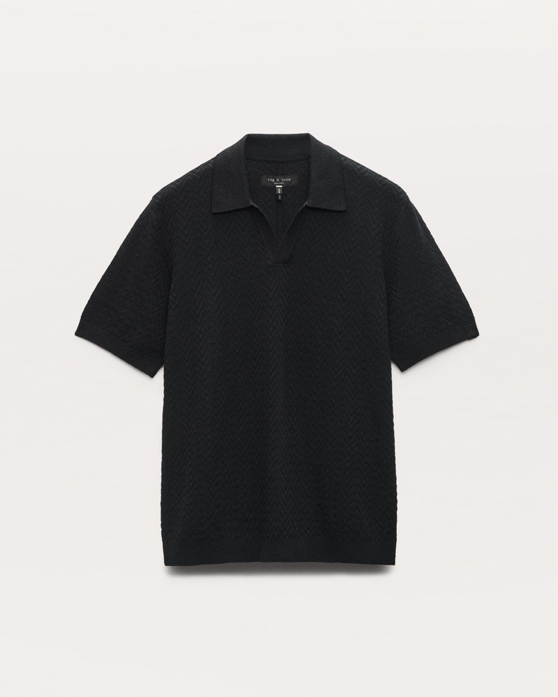 Zuma Herringbone Knit Polo Shirt Terry Toweling 2