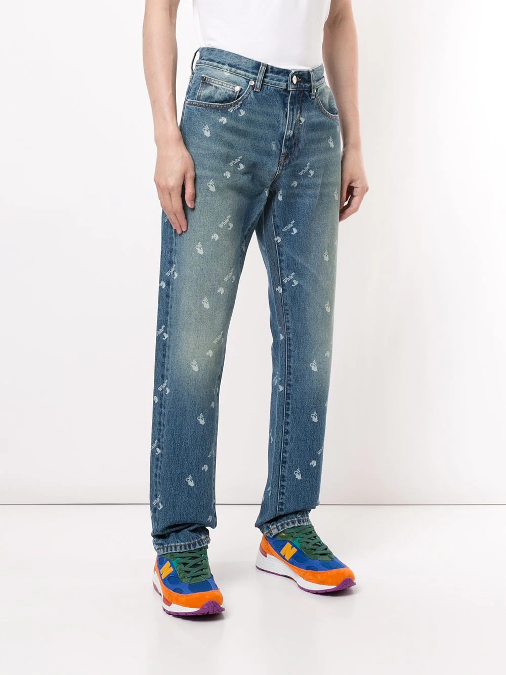 distressed logo print jeans - 3