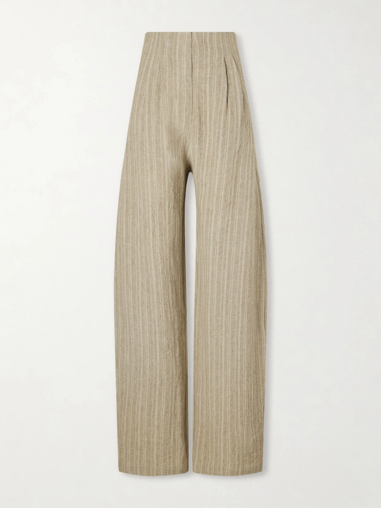 Camila Pleated Striped Linen Wide-leg Pants - 1