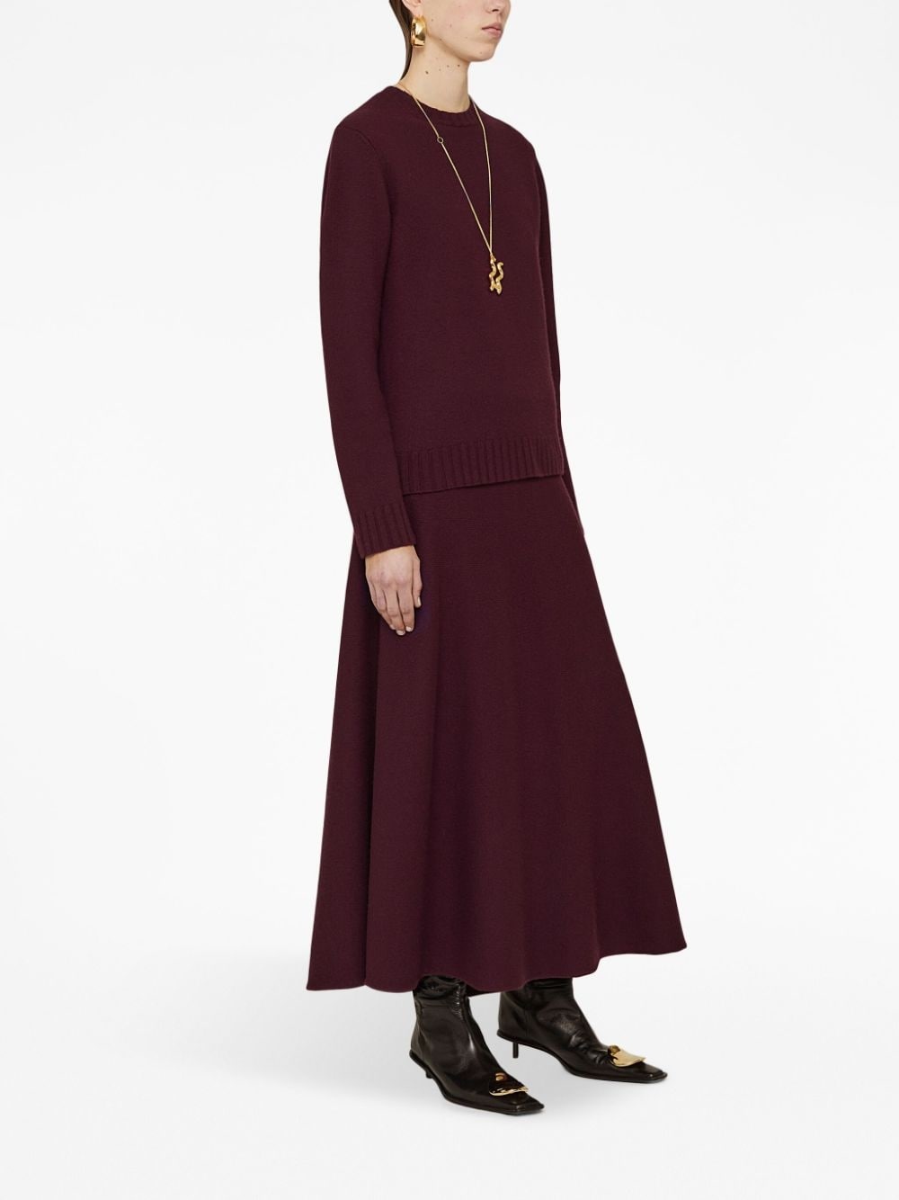 wool flared long skirt - 3