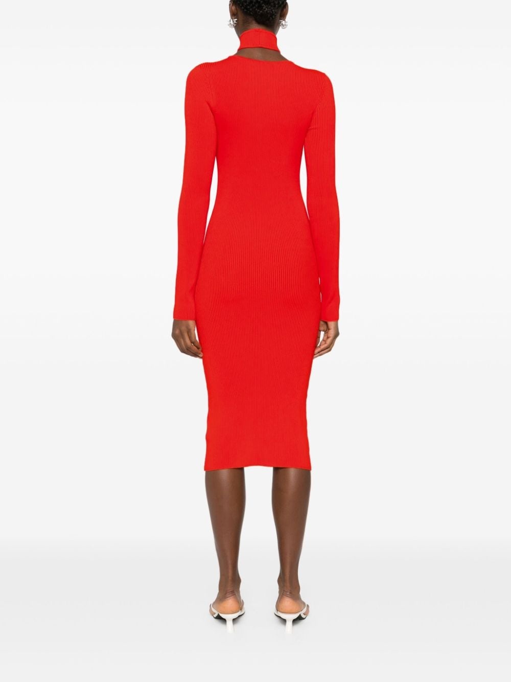 cut-out ribbed-knit dress - 4