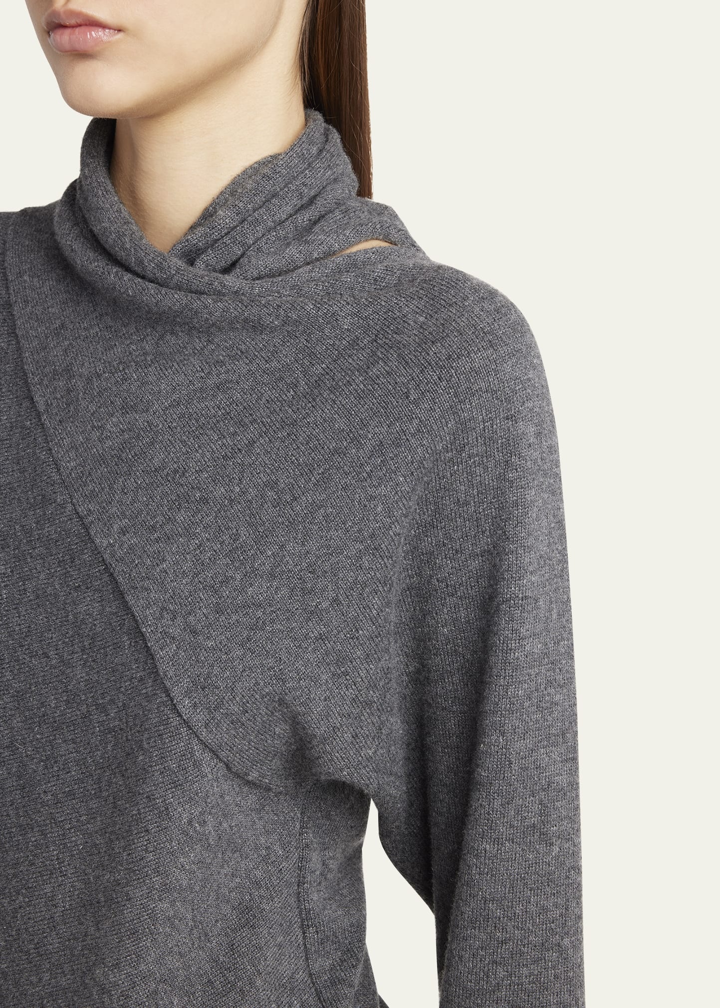 Wrap-Neck Fine Cashmere-Cotton Sweater - 5
