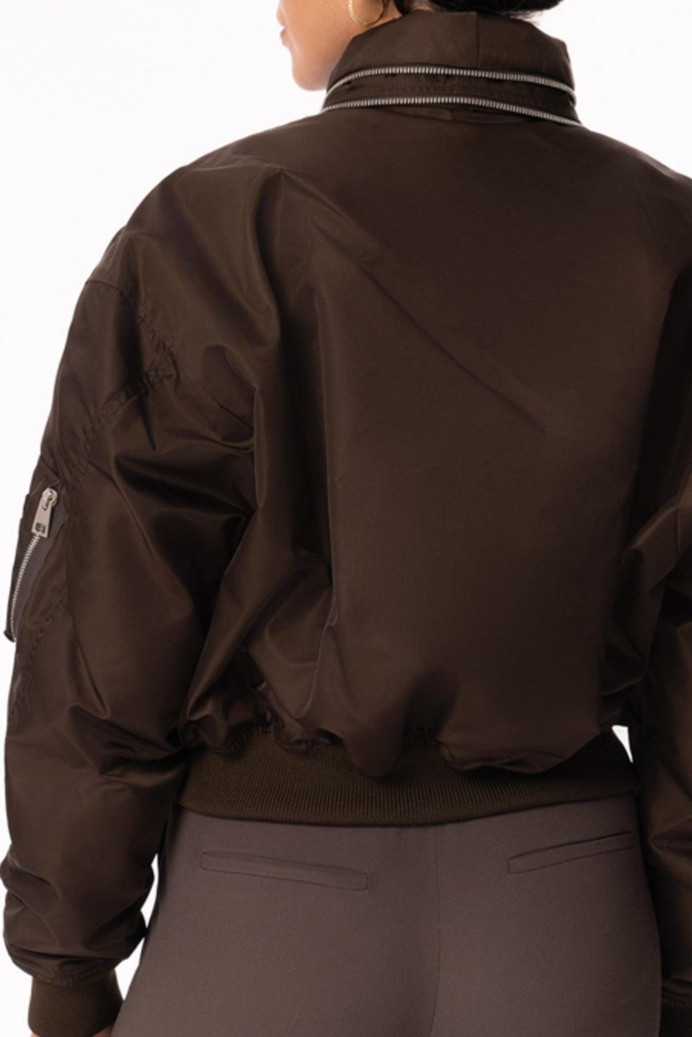 Zipped Shawl Collar Bomber Jacket - 4
