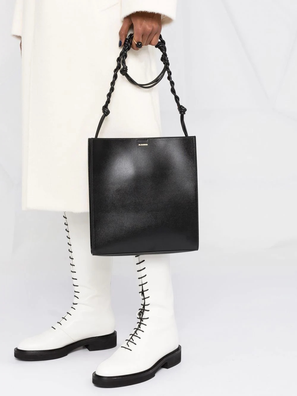 logo-print leather shoulder bag - 3