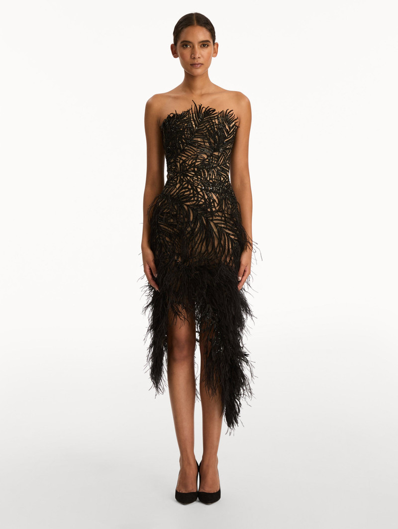 Oscar de la Renta FEATHER EMBROIDERED COCKTAIL DRESS outlook