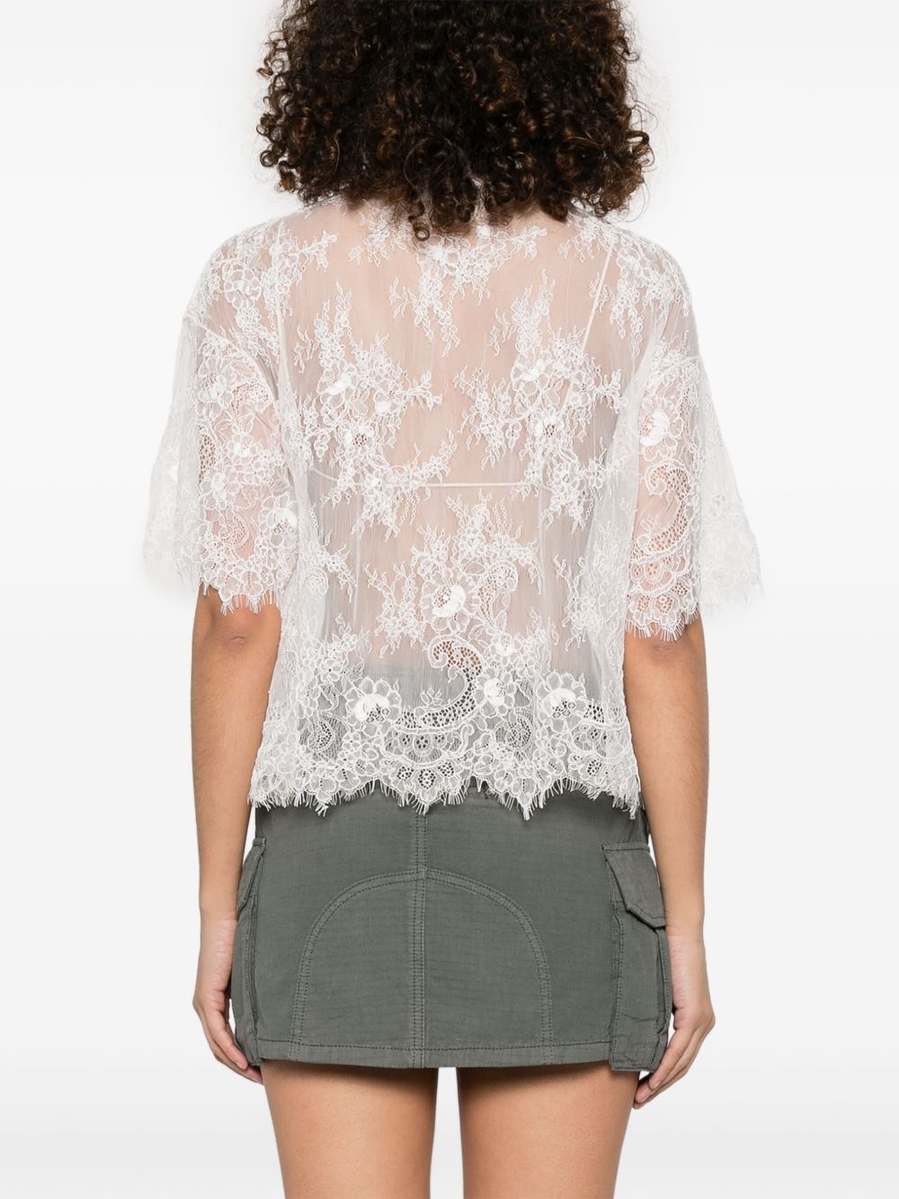 pompom-detail lace blouse - 4