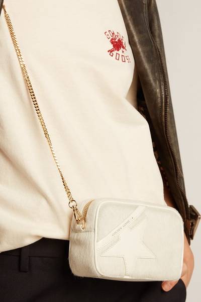 Golden Goose Mini Star Bag in heritage white leather with tone-on-tone star outlook