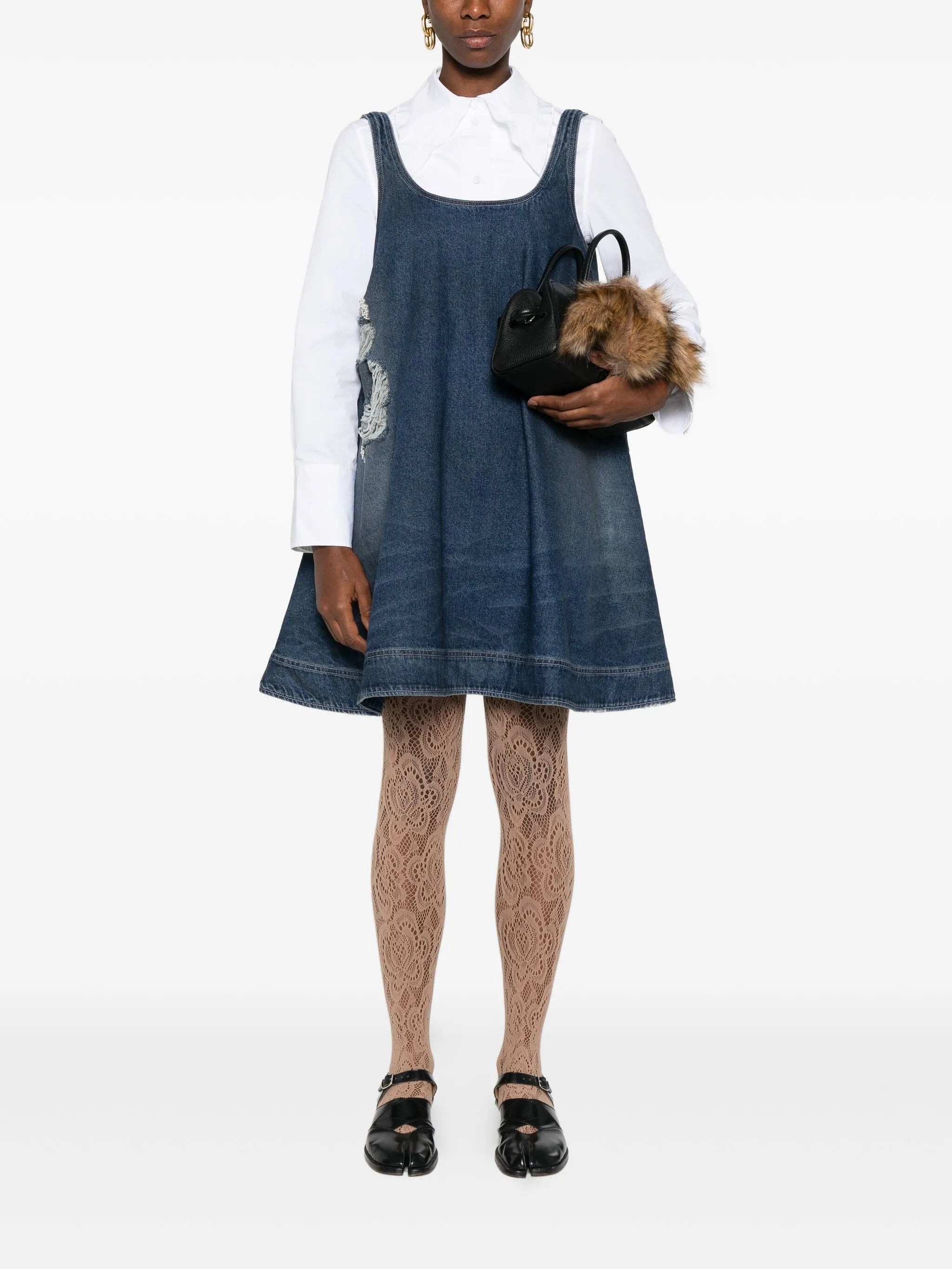 Simone Rocha Distressed-effect Denim Mini Dress - 5
