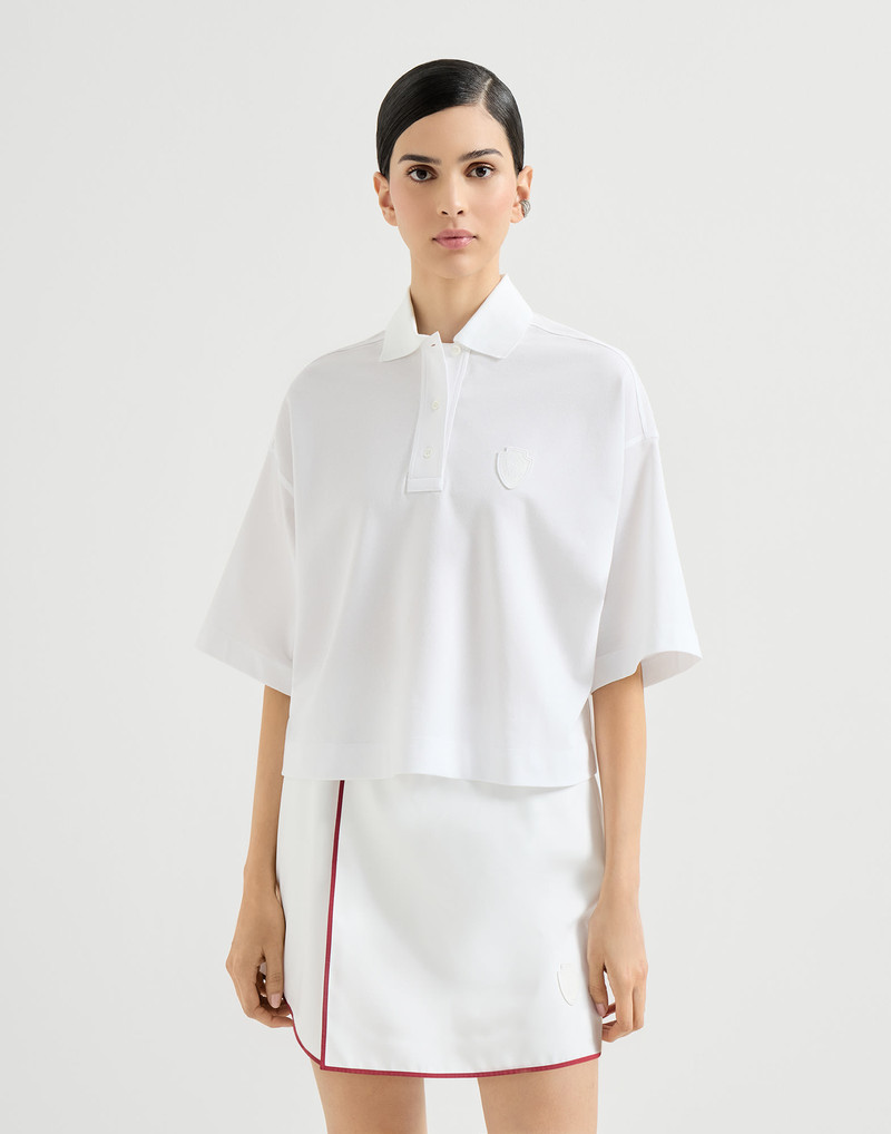 Stretch cotton piqué polo shirt with logo 2