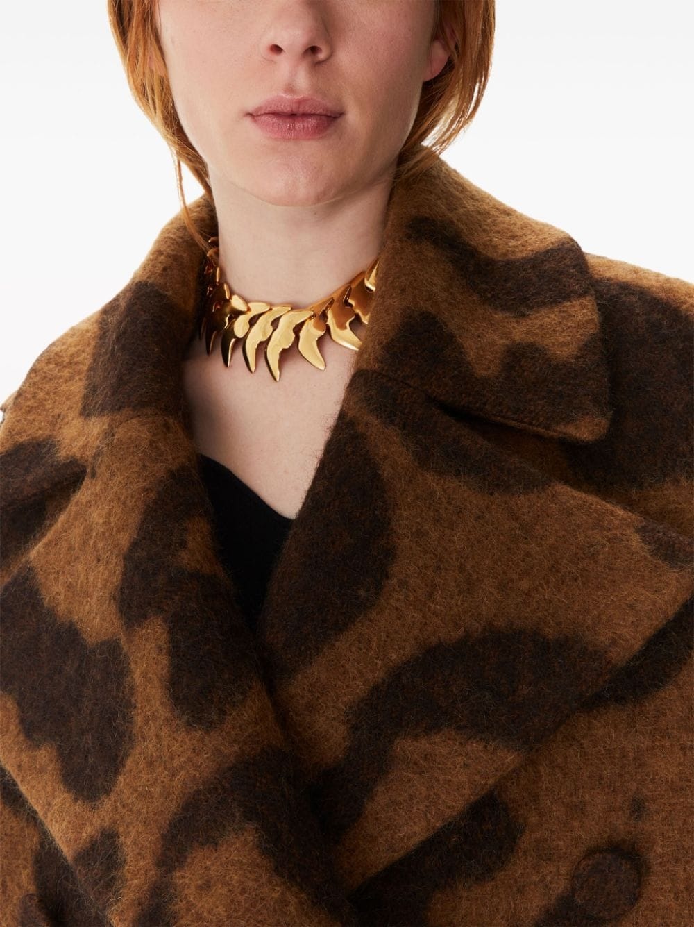 leopard-jacquard wool-blend coat - 4
