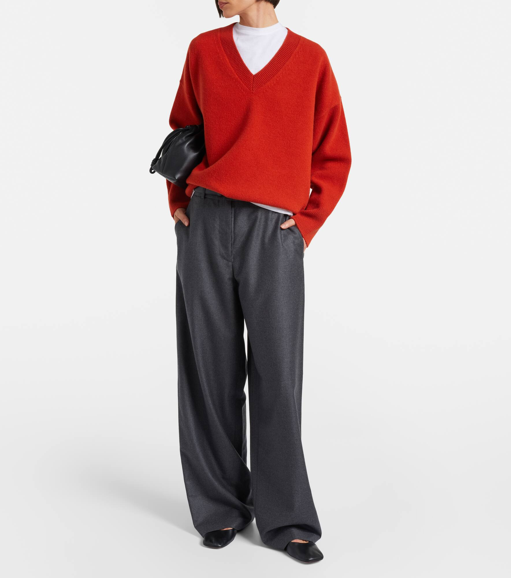 Virgin wool flannel wide-leg pants - 2