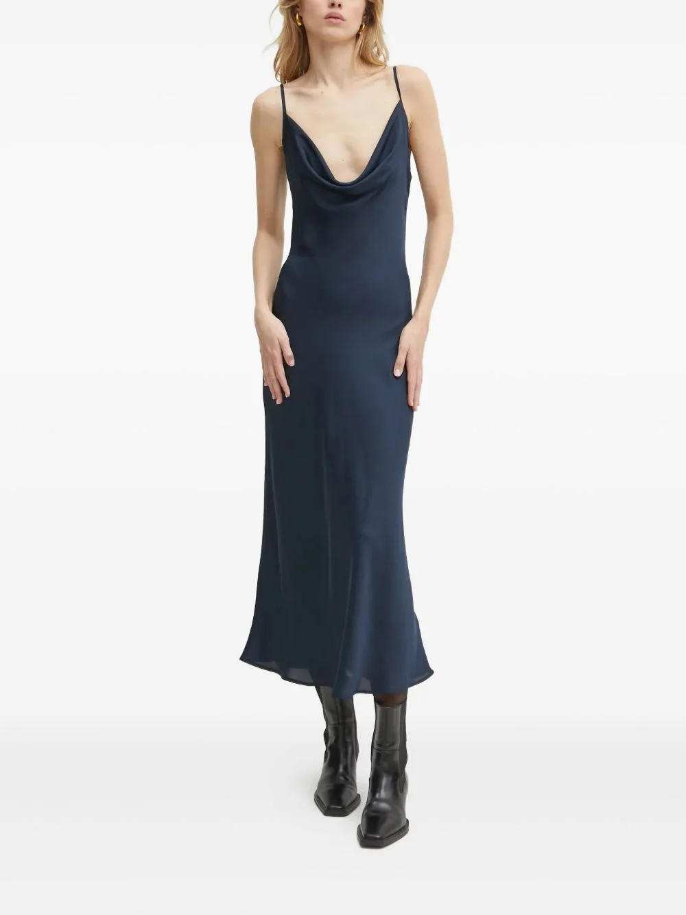 cowl-neck midi dress - 1