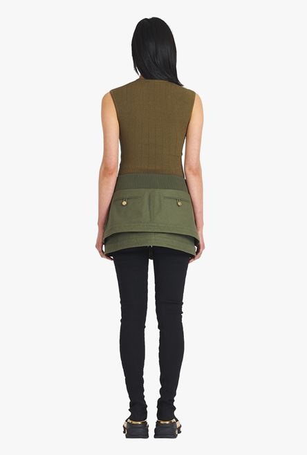 Short khaki denim low-rise skirt - 3