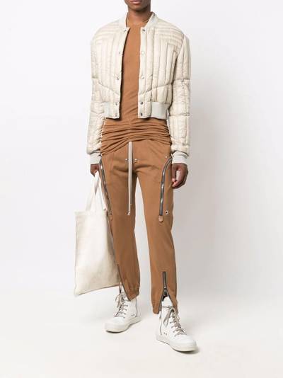 Rick Owens semi-sheer ribbed hoodie outlook