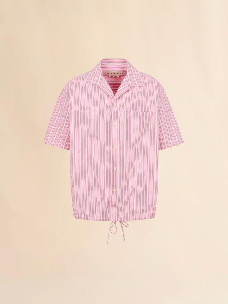 PINK STRIPED POPLIN SHIRT WITH DRAWSTRING HEM 1
