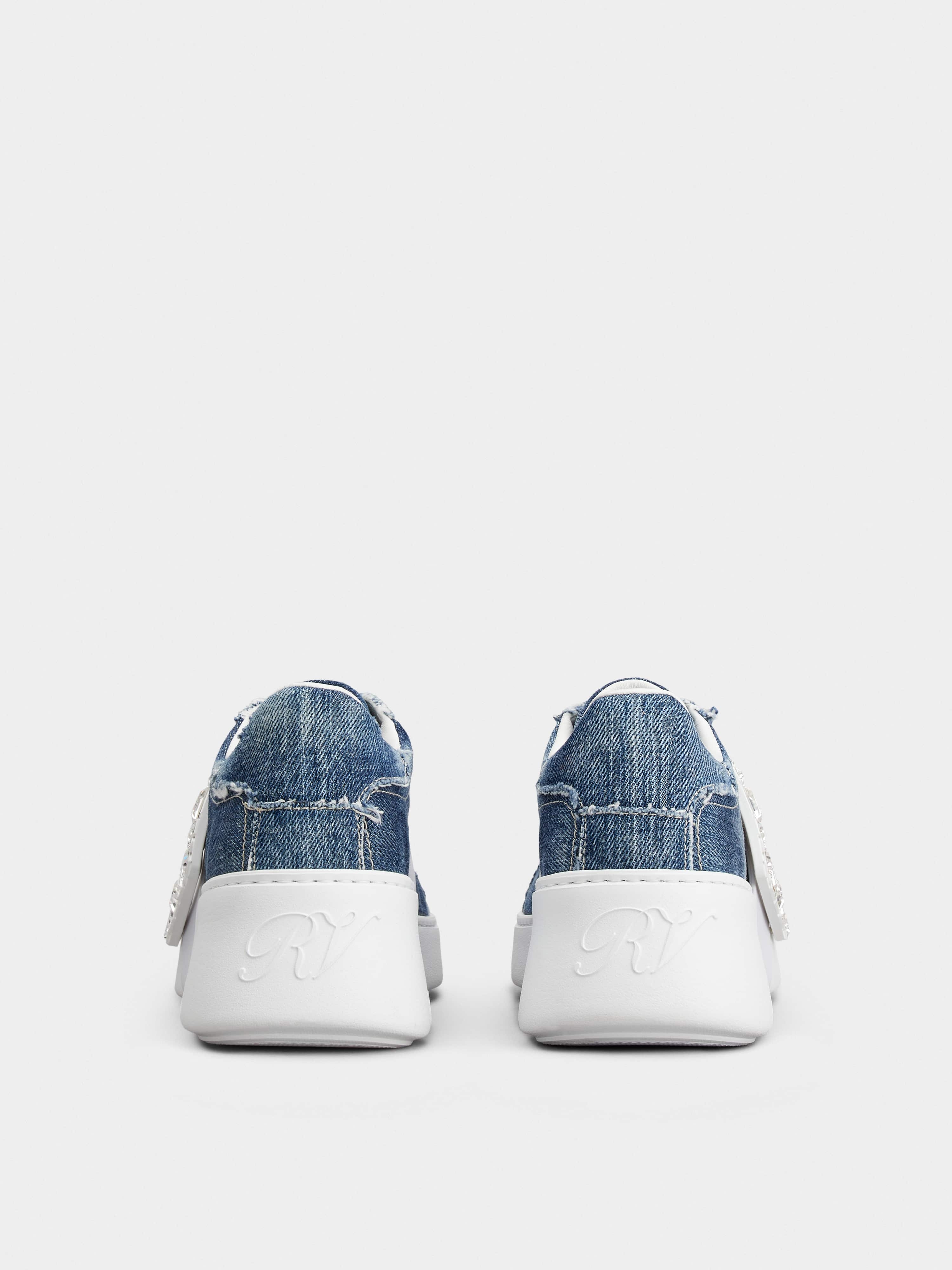 Viv' Skate Strass Buckle Sneakers in Denim - 5