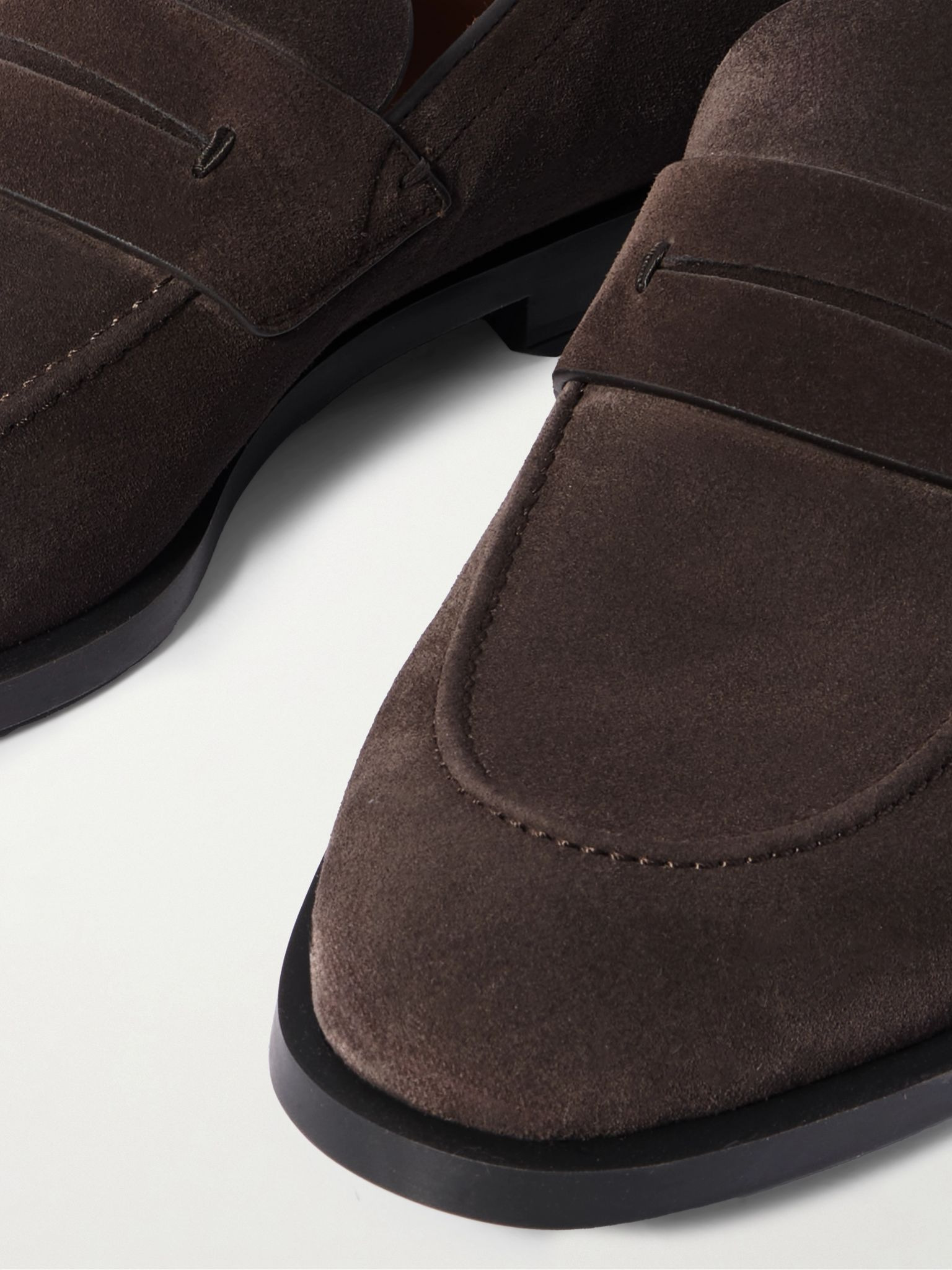 New Classic Suede Penny Loafers Brown - 5