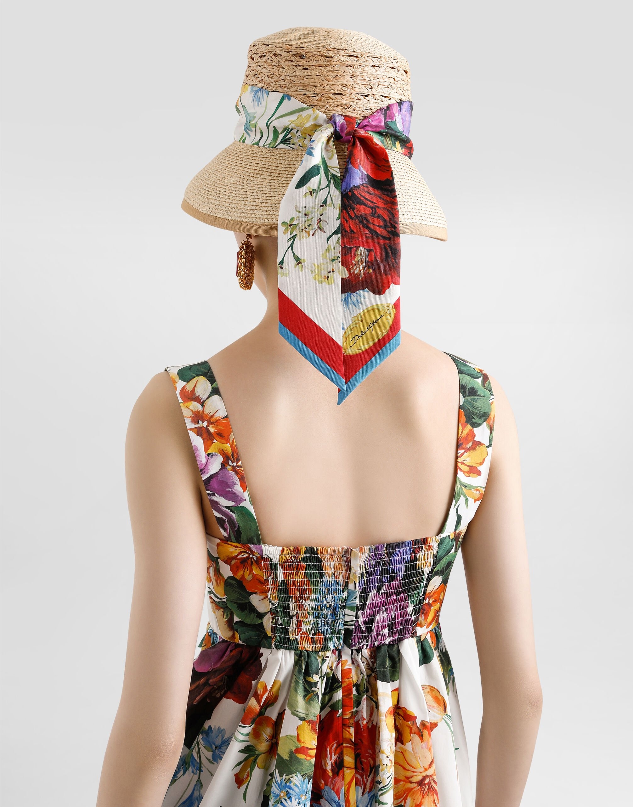 Flower bouquet-print poplin dress - 5