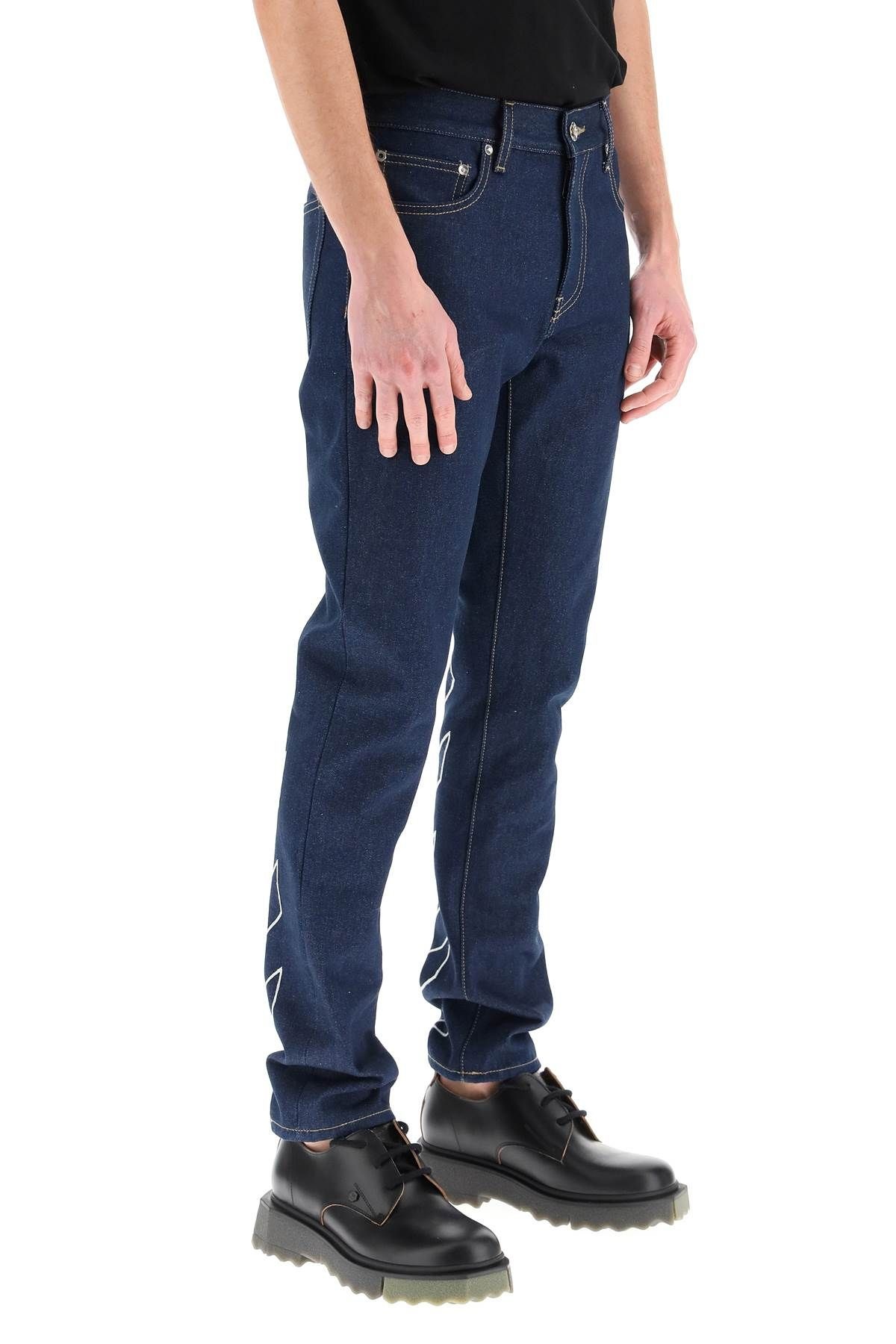 SKINNY JEANS WITH DIAG EMBROIDERY - 3