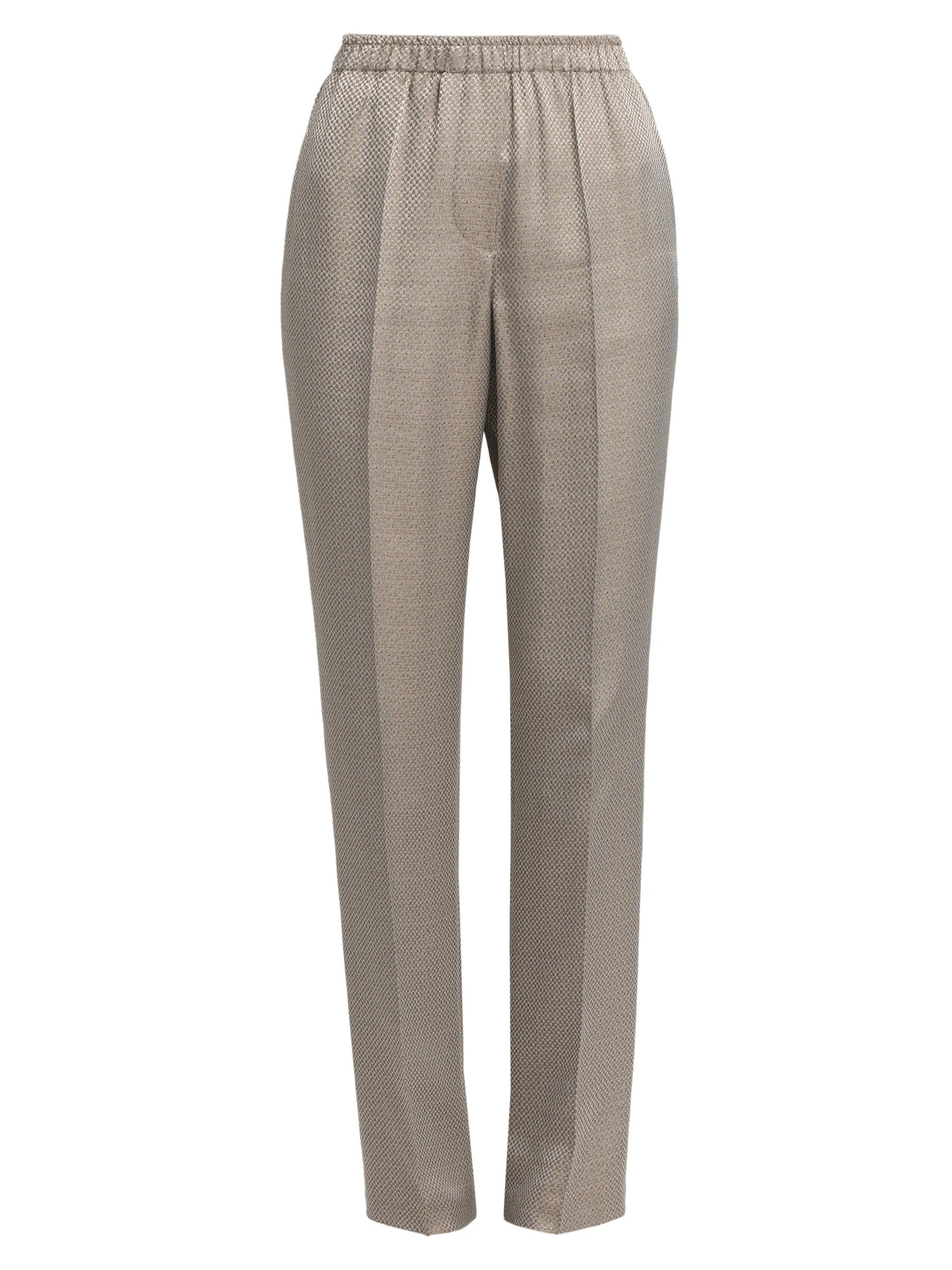 Women's Micro Jacquard Elasticized Trousers - Mirage Gray - 1